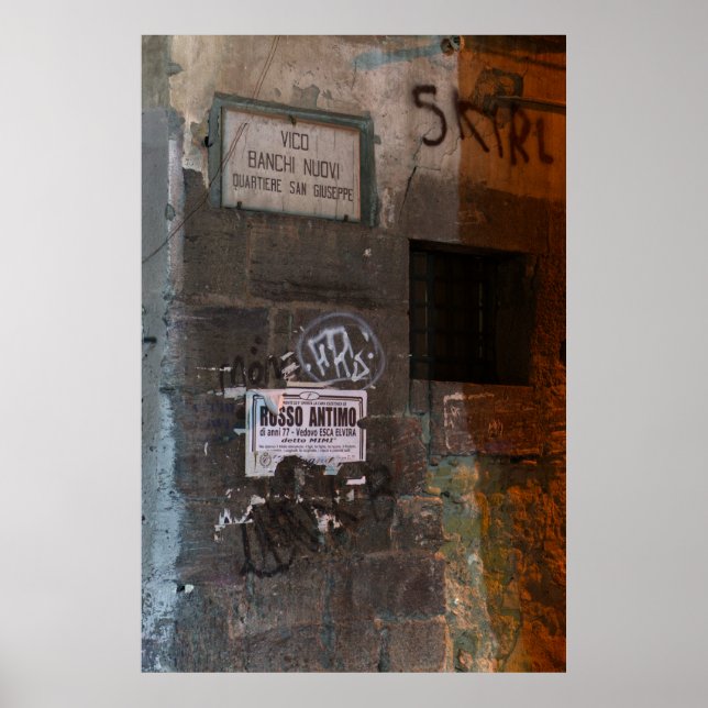 Póster Muro antiguo descuidado (Frente)