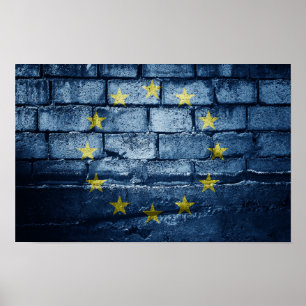 Póster muro de bandera de la UE