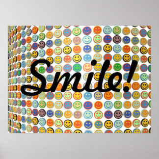 Póster Muro de caras sonrientes poster