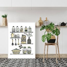 Póster Muro de cocina boho moderno de mediados del siglo