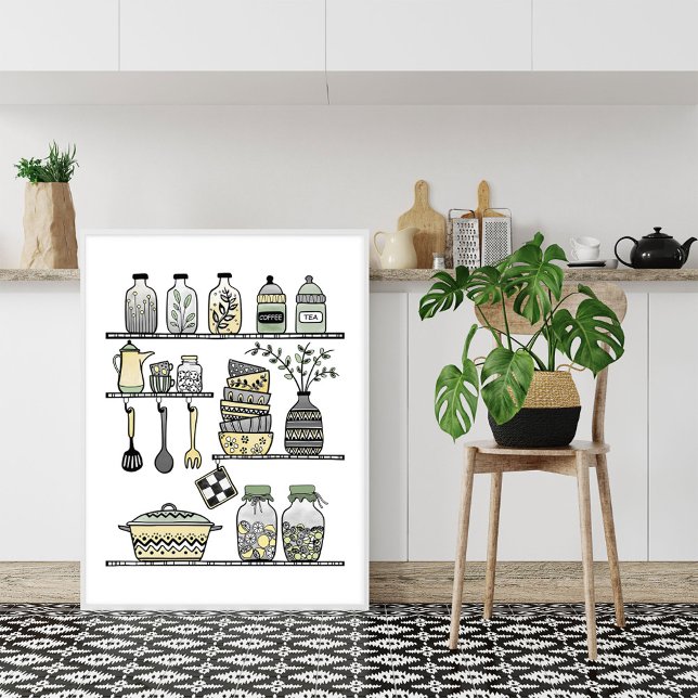 Póster Muro de cocina boho moderno de mediados del siglo (Subido por el creador)