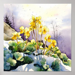 Póster Muro de flores de montaña, Plaza floral