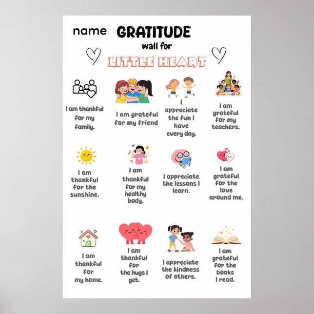 Póster Muro de gratitud para pequeño corazón (Frente)