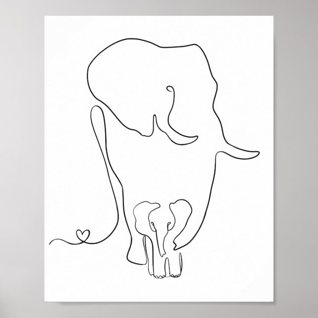 Póster Muro de guardería de elefantes para madres e hijos (Frente)