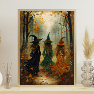 Póster Muro de Halloween de la época del bosque de otoño