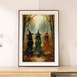 Póster Muro de Halloween de la época del bosque de otoño<br><div class="desc">Relación 2:3. ¡Encanta tu espacio con este poster de Halloween de la época de las tres brujas del bosque de otoño! Con una obra de arte espeluznante y mágica, se respira el encanto espeluznante de las brujas en un bosque místico, perfecto para añadir un toque de belleza a su decoración...</div>