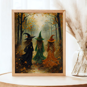Póster Muro de Halloween de la época del bosque de otoño
