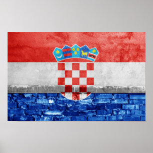 Póster Muro de la bandera de Croacia