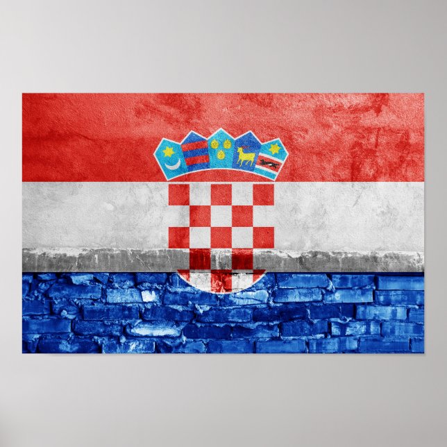 Póster Muro de la bandera de Croacia (Frente)