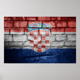 Póster Muro de la bandera de Croacia
