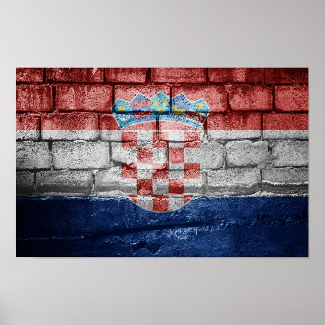 Póster Muro de la bandera de Croacia (Frente)