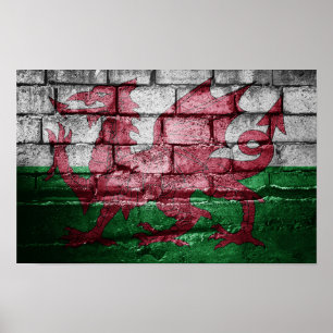 Póster Muro de la bandera de Gales