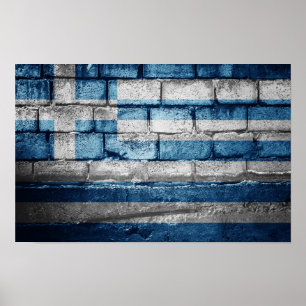 Póster Muro de la bandera de Grecia