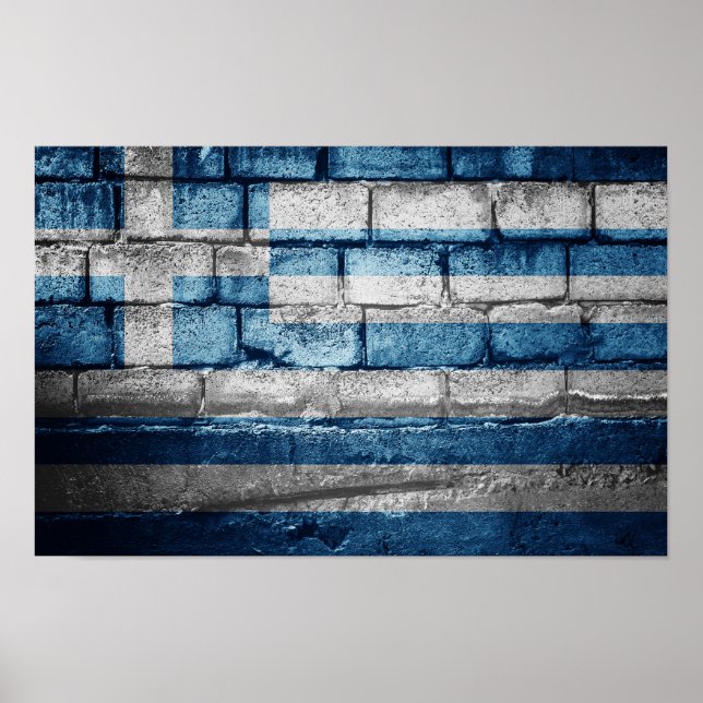 Póster Muro de la bandera de Grecia (Frente)