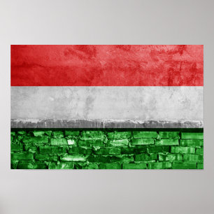 Póster Muro de la bandera de Hungría