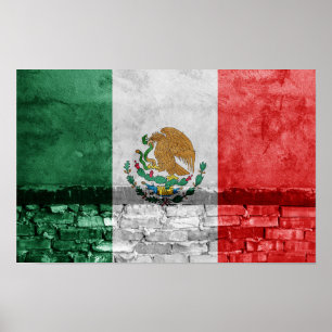 Póster Muro de la bandera de México