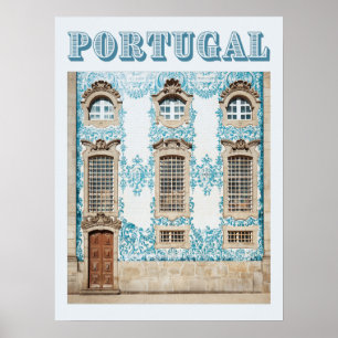 Póster Muro de la Iglesia Porto Azulejo, Portugal Viajes