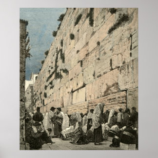 Póster Muro de la Vela Judía Kotel Buraq Jerusalem Vintag