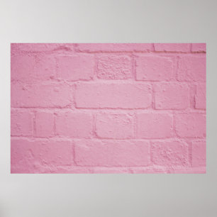 PÓSTER MURO DE LADRILLO PINTADO DE COLOR ROSA