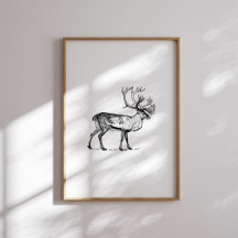 Muro de los Navidades de renos blancos y negros vi