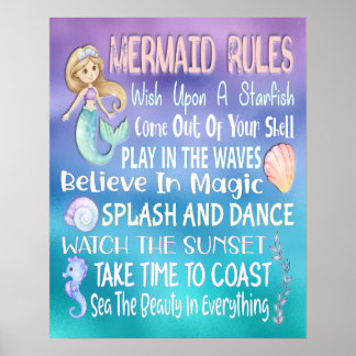 Póster Muro de reglas de la sirena - 16x20 Poster