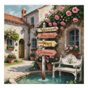 Póster Muro de señalización toscano rústico - Personaliza