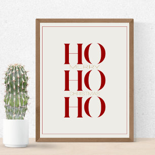 Póster Muro gráfico del rojo carmón minimalista "HO HO HO