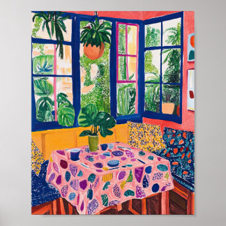 Póster Muro impresionista del campo de las flores silvest