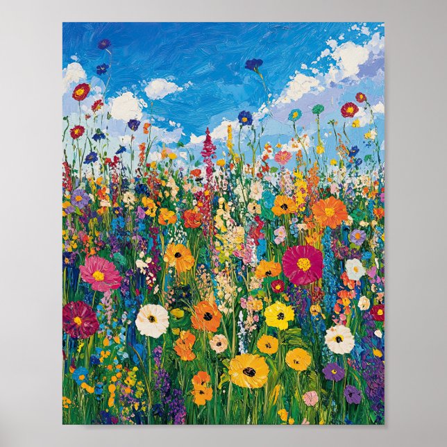 Póster Muro impresionista del campo de las flores silvest (Frente)