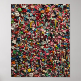 Póster Muro lleno de chicle masticado divertida foto