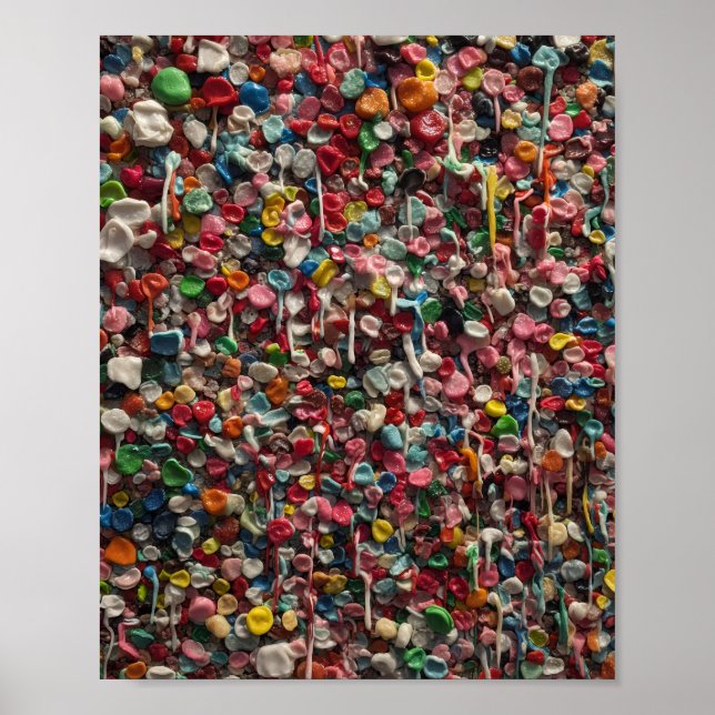 Póster Muro lleno de chicle masticado divertida foto (Frente)