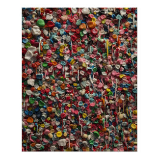 Póster Muro lleno de chicle masticado divertida foto