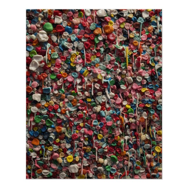 Póster Muro lleno de chicle masticado divertida foto (Anverso)