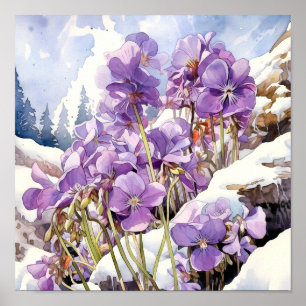 Póster Muro violento, cuadrado floral