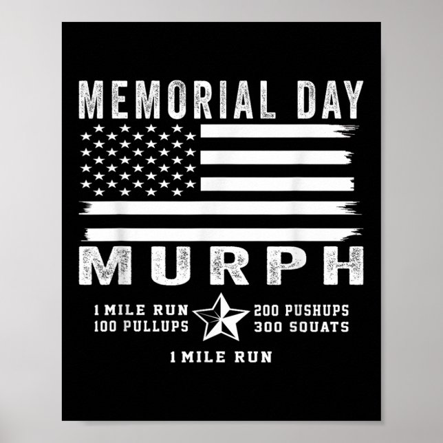 Póster Murph Challenge Memorial Day Workout Gym Bandera d (Frente)