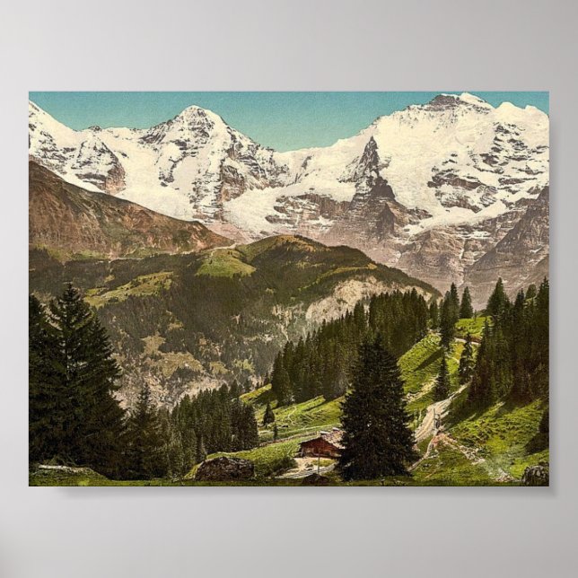 Póster Murren, Grutschalp, I, Eiger, Monch y Jungfrau, (Frente)