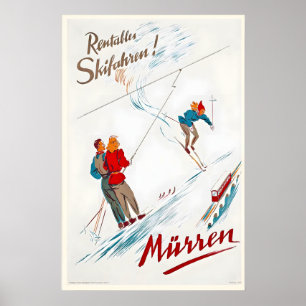 Póster Mürren Muerren montañas suizas Alpes Suiza