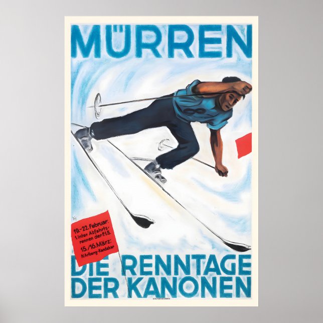 Póster Mürren Switzerland Racing Days Vintage Ski Poster (Frente)