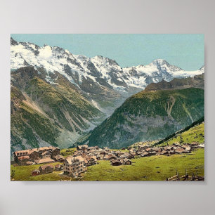 Póster Murren, visión general, Bernese Oberland,