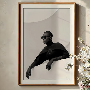 Póster Musa enigmática: Moda futurista monocroma