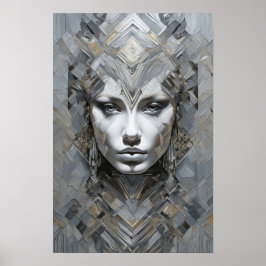 Póster Musa geométrica: Retrato de mujer abstracta modern
