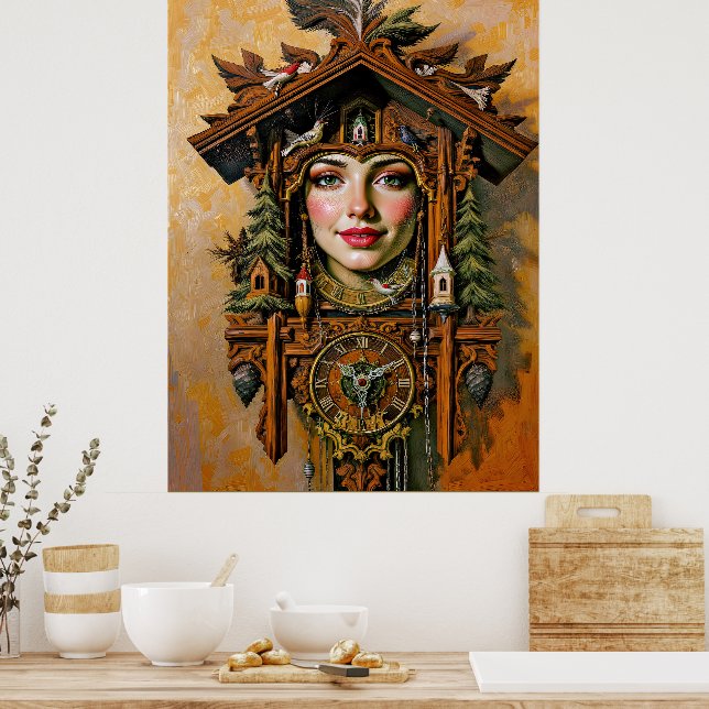 Póster "Musa sin tiempo" - Un retrato de reloj cucú (Cocina)