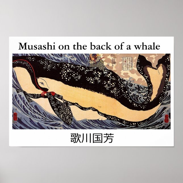 Póster Musashi sobre la espalda de una ballena (Frente)