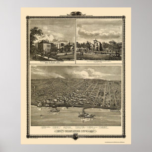 Póster Muscatine City, IA Panoramic Map - 1875
