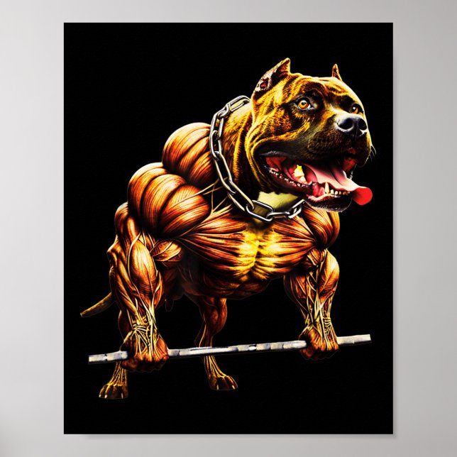 Póster Muscular Pitbull Hepizootias Gym Animal Str (Frente)