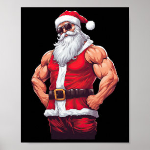Póster Muscular Santa Claus Bodybuilding Gym Chris