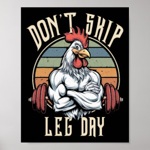 Póster Musculares Pollo Gracioso Gimnasio Sombras De Entr
