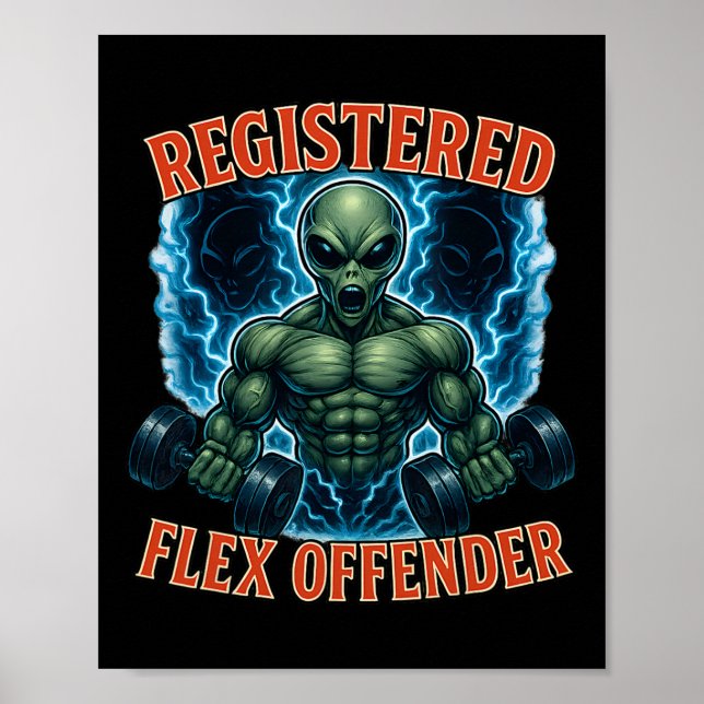 Póster Músculo Alien Inscrito Actor Flex Funny Gym Me (Frente)