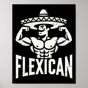Póster Músculo flexicano divertido de la construcción del