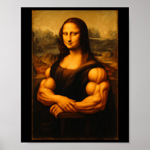 Póster Músculo Mona Lisa Bodybuilder Halterofilia Gym Y